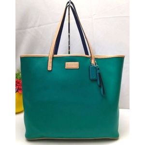 Coach | Park Metro Teal Green Leather Large Tote Shoulder Bag Purse